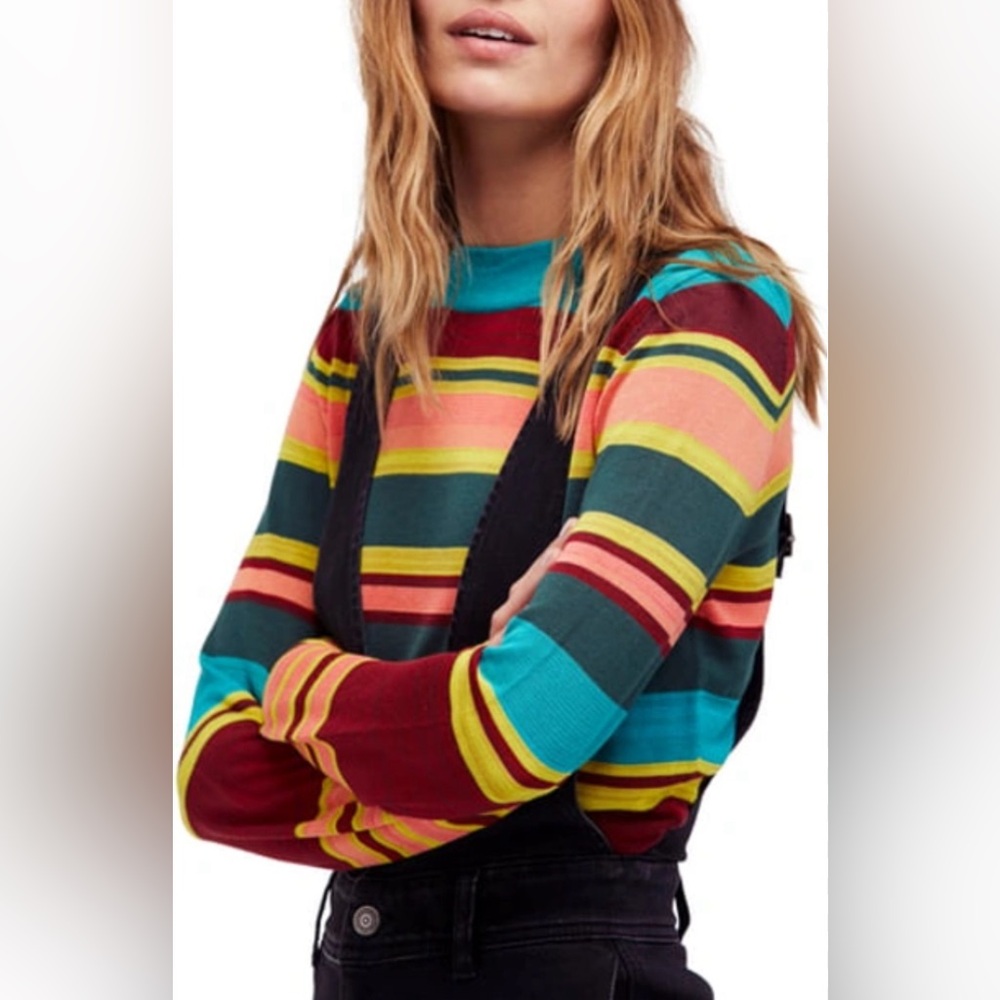 FREE PEOPLE SHOW YOUR STRIPES CREW NECK TOP WOMEN’S SIZE MEDIUM